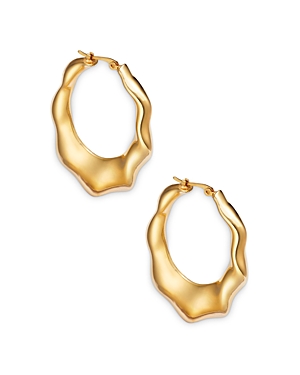 Bloomingdale's Wavy Medium Hoop Earrings in 14K Yellow Gold