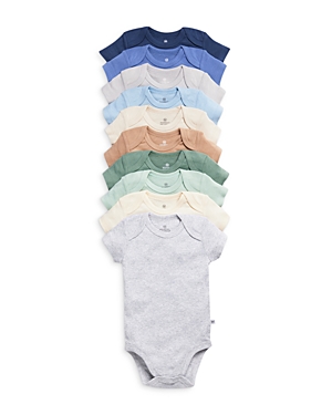 Honest Baby Boys' 10 Pack Short Sleeve Bodysuits - Baby In Blue Sunrise