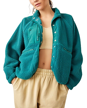 Free People Hit The Slopes Fleece Jacket In Bright Forest