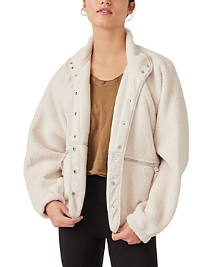 Free People Hit The Slopes Fleece Jacket In Muted Beige