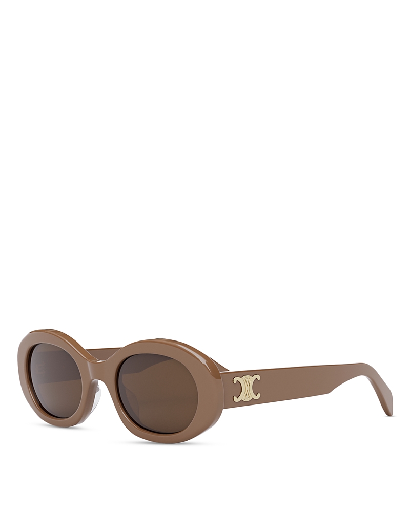 Celine Triomphe Cl40194u 45e Oval Sunglasses In Brown/brown Solid