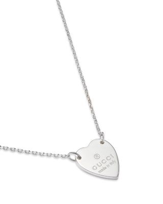 Sterling Silver Engraved Trademark Heart Necklace, 18&amp;quot;
