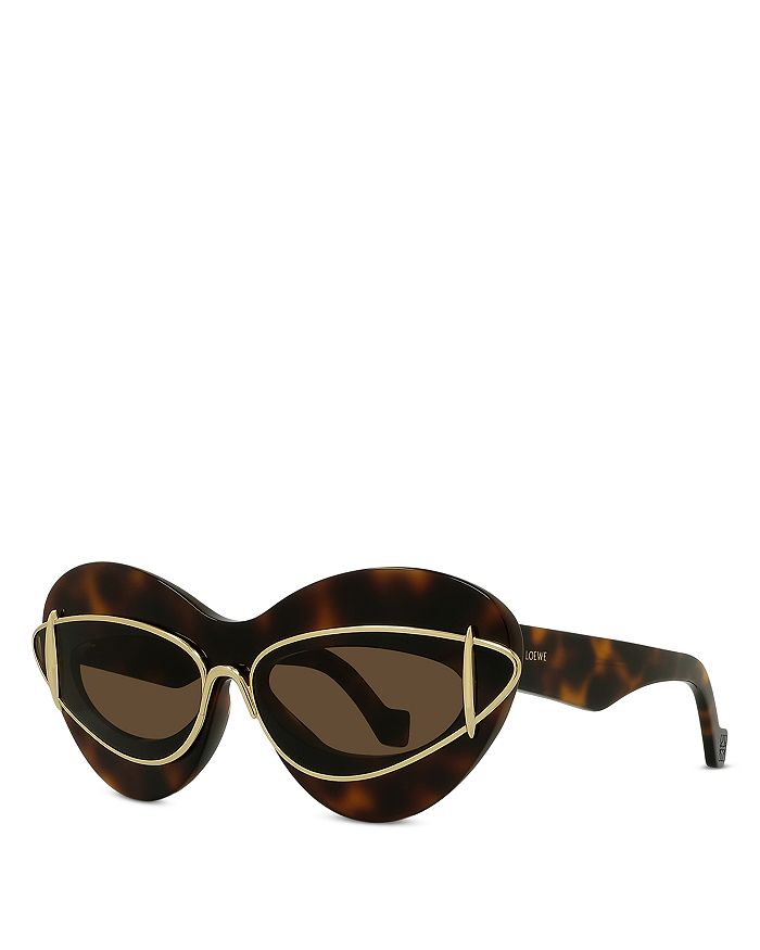 Loewe Double Frame Cat Eye Sunglasses, 67mm In Dark Havana/brown Solid