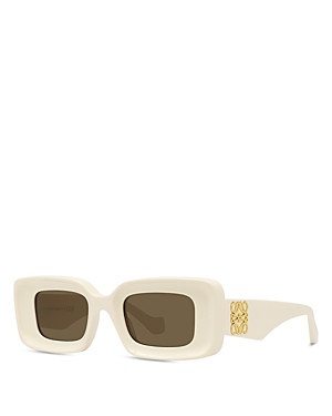 Shop Loewe Anagram Rectangular Sunglasses, 46mm In Ivory/brown Solid