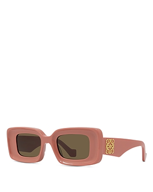 Shop Loewe Anagram Rectangular Sunglasses, 46mm In Pink/brown Solid