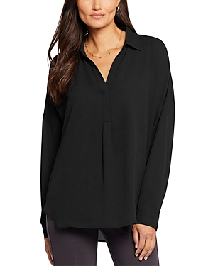 Nydj Becky Recycled Polyester Georgette Blouse In Black