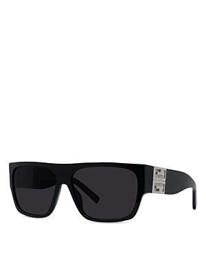 Shop Givenchy 4g Rectangular Sunglasses, 61mm In Black/gray Solid