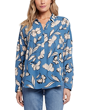 Nydj Plus Becky Womens Printed Polyester Blouse In La Grande