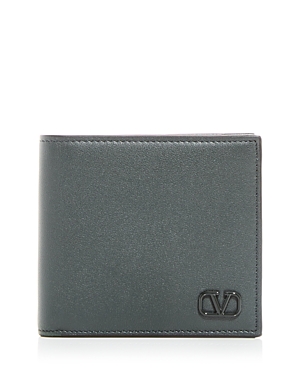 Valentino Garavani Leather Bilfold Wallet In Evergreen