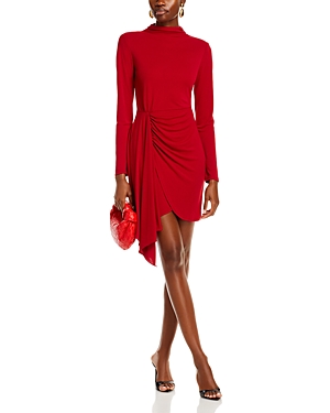 Aqua Long Sleeve Jersey Mock Neck Wrap Skirt Dress - 100% Exclusive In Red