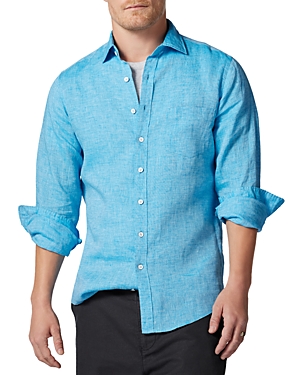 Rodd & Gunn Rodd And Gunn Coromandel Long Sleeve Slim Fit Linen Shirt In Cobalt