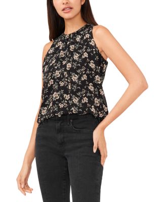 Vince Camuto Women's Sleeveless Henley Tunic Top – Flowy Polyester Top With Mandarin Collar & High-Low Hem