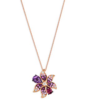 Bloomingdale's - Multi-Gemstone & Diamond Flower Pendant Necklace in 14K Rose Gold, 20
