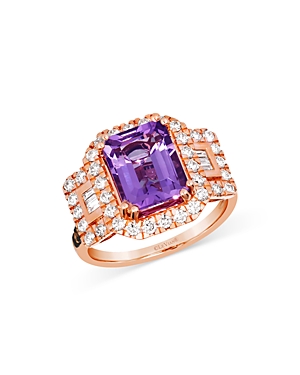 Bloomingdale's Amethyst, Brown & White Diamond Statement Ring in 14K Rose Gold