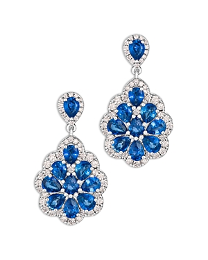 Bloomingdale's Sapphire & Diamond Drop Earrings In 14k White Gold In Blue/white