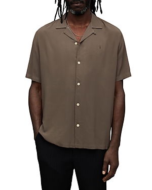 Allsaints Canal Relaxed Fit Button Down Shirt In Splinter Brown