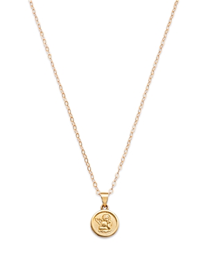Bloomingdale's Children's Guardian Angel Disc Pendant Necklace In 14k Yellow Gold, 15