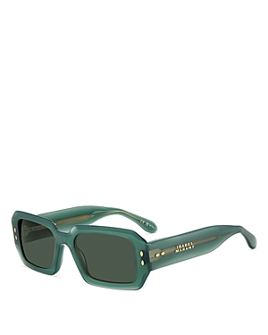 Isabel Marant 53mm Rectangular Sunglasses In Green/green Solid