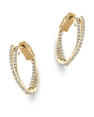 Bloomingdale's Diamond Crossover Small Hoop Earrings in 14K Yellow Gold, 1.5 ct. t.w.