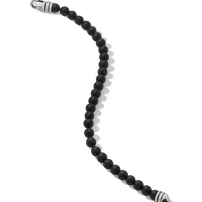 Men's Spiritual Beads Bracelet in Sterling Silver with Black Onyx, 6mm
