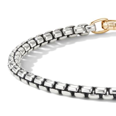 14K Yellow Gold & Sterling Silver Bel Aire Rounded Box Link Bracelet