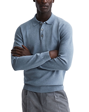 Shop Reiss Sharp Turnlock Polo Sweater In Blue Melange