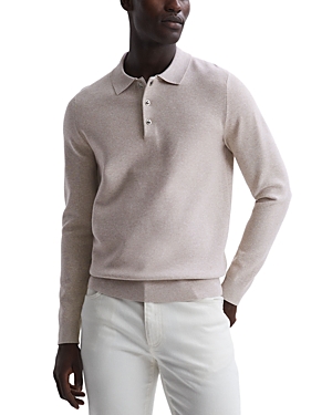 Reiss Sharp Turnlock Polo Sweater In Oatmeal Melange