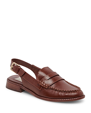Shop Dolce Vita Women's Hardi Slip On Slingback Loafer Flats In Brown Crinkle Patent