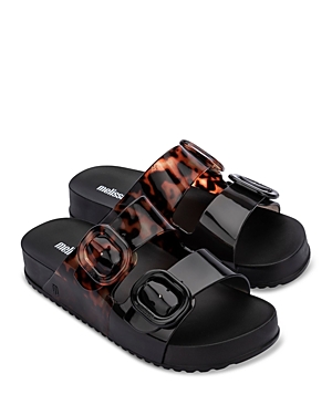 Shop Melissa Women's Cozy Slip On Buckled Slide Sandals In Tortoise/black