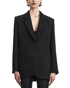 The Kooples Shiny Tweed Blazer In Black