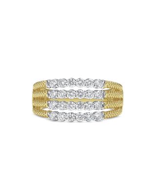18K White & Yellow Gold Signature Caviar Diamond Multirow Statement Ring