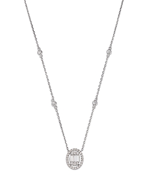 Bloomingdale's Diamond Halo Cluster Pendant Necklace in 18K White Gold, 0.50 ct. t.w.