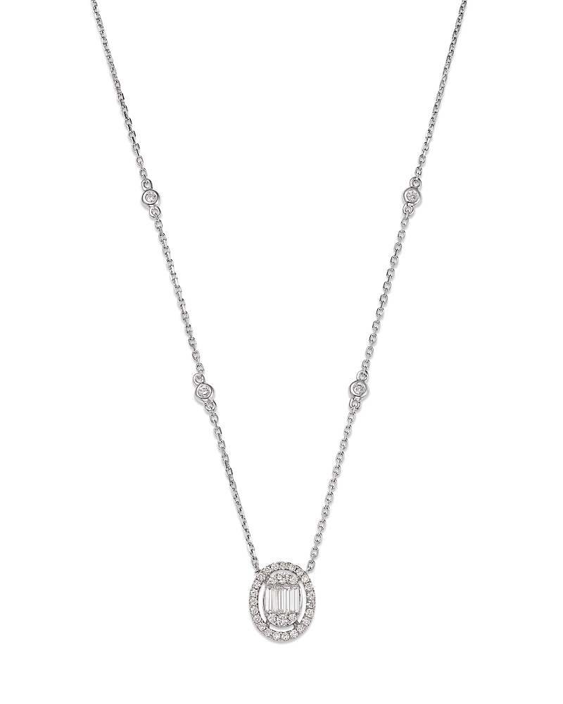 Bloomingdale's Diamond Halo Cluster Pendant Necklace In 18k White Gold, 0.50 Ct. T. W. In White