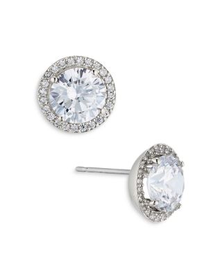 Round Halo Stud Earrings 