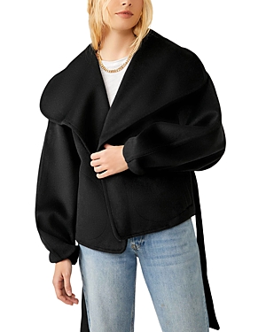 Free People Mina Tie Belt Jacket In Black