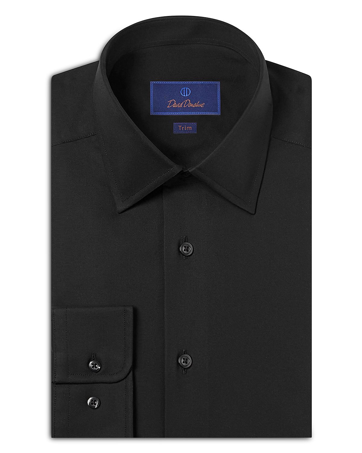 David Donahue Trim Fit Super Fine Twill Dress Shirt