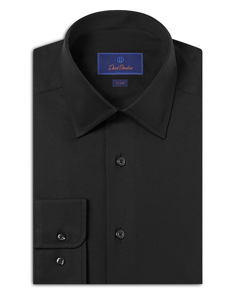 David Donahue Slim Fit Cotton Twill Dress Shirt In Black