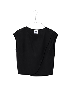 Madri Collection Cotton Blend Crossover Nursing Top In Black