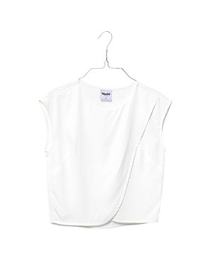 Madri Collection Cotton Blend Crossover Nursing Top In White