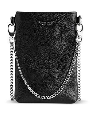 Zadig & Voltaire Rock Leather Phone Pouch In Noir
