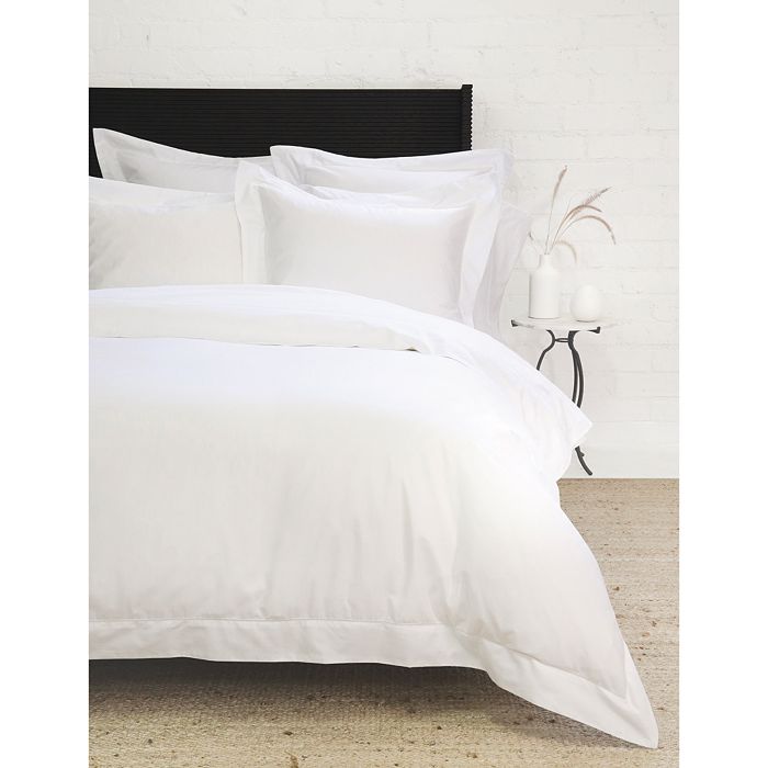 Pom Pom At Home Classico Hemstitch Cotton Sateen Duvet Cover Set, Queen In White