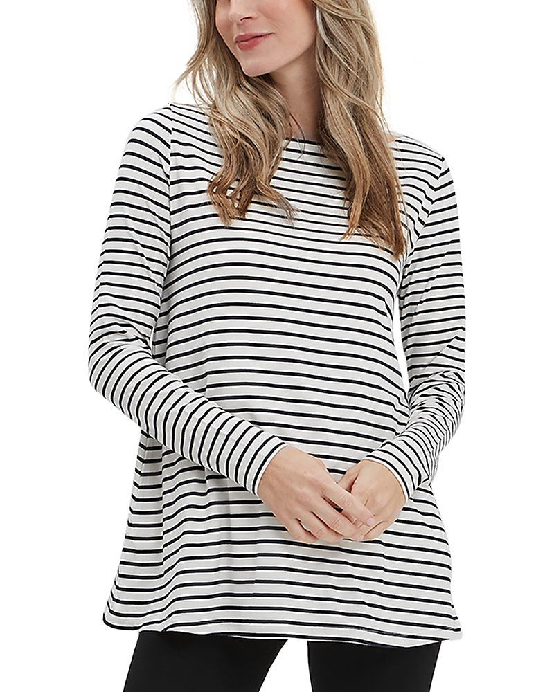 Nom Maternity Boat Neck Tee In Navy