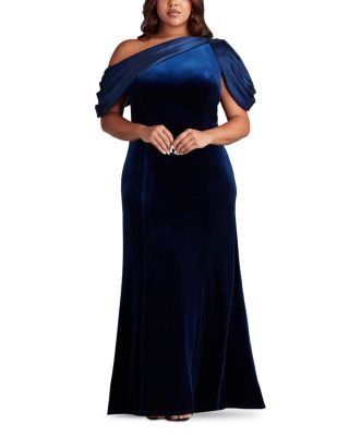 Plus Copley Shoulder Drape Velvet Gown