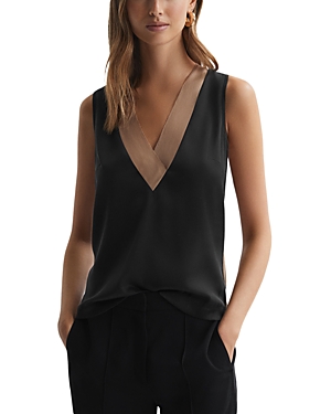 Shop Reiss Pippa Colorblock Sleeveless Top In Nude/black