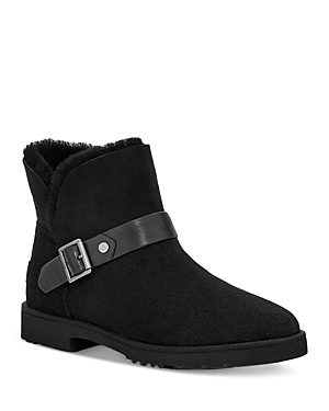 UGG WOMEN'S ROMELY SHORT BUCKLE SHEARLING BOOTS