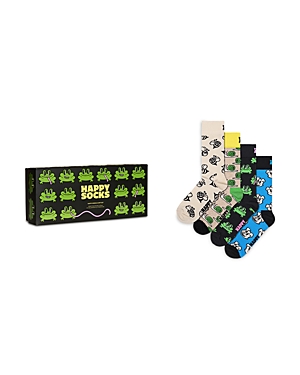 Shop Happy Socks Happy Animals Crew Socks Gift Set, Pack Of 4 In White