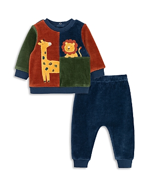 Little Me Boys' Safari Pals Velour Top & Pants Set - Baby In Blue