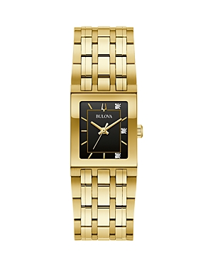 Shop Bulova Marc Anthony Modern Quadra Watch, 21mm X 29mm In Black/gold