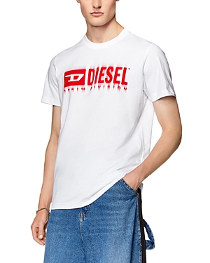 Diesel T-adjust-q7 Logo Printed T-shirt In White