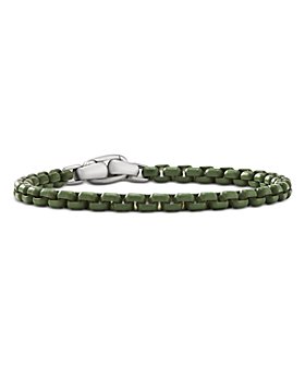 David Yurman - Box Chain Bracelet in Sterling Silver with Green Stainless Steel